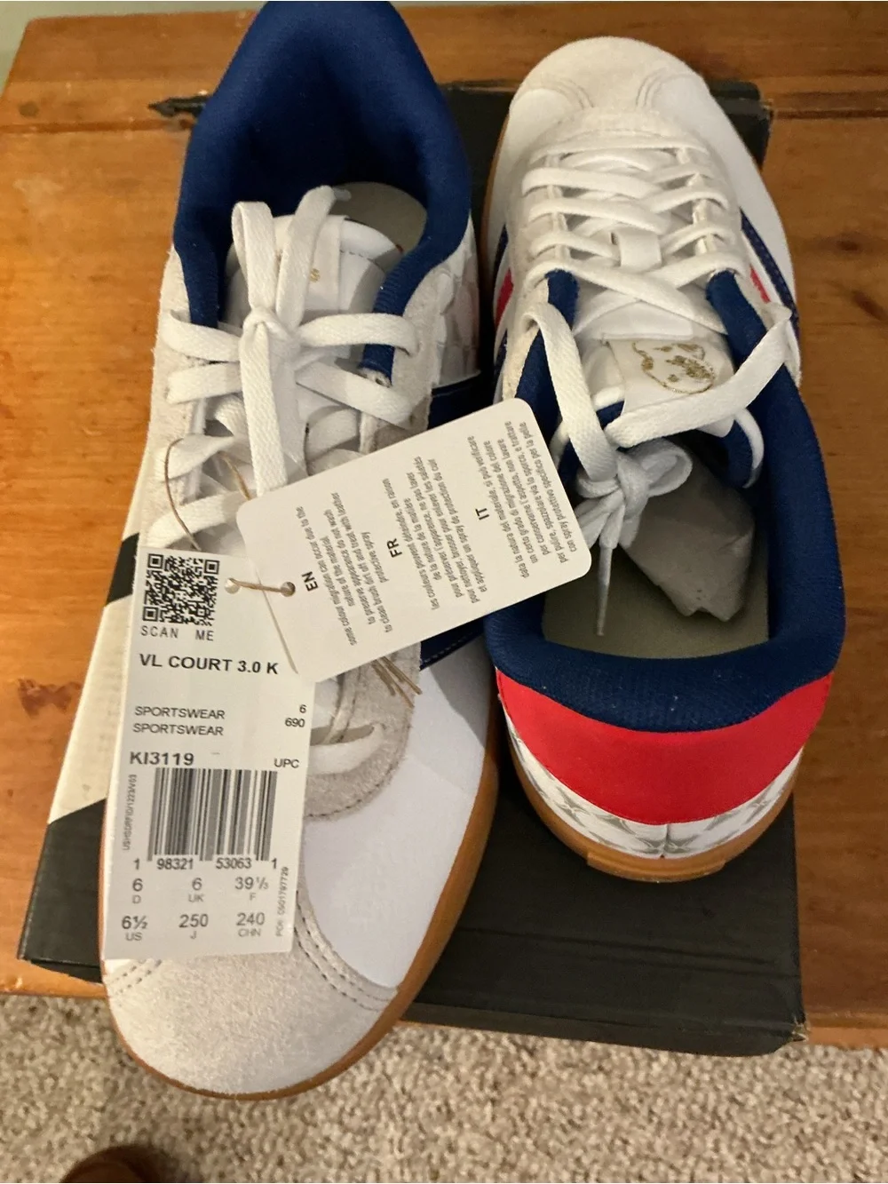 adidas Unisex VL Court 3.0 K KI 3119 Men’s 6.5 women’s 7.5 new in box